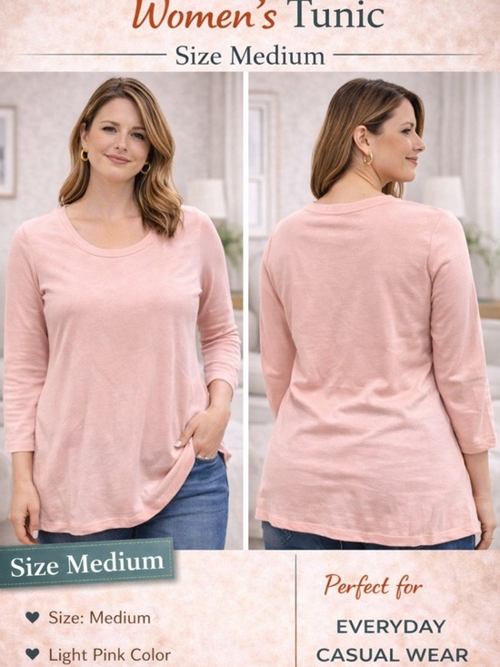 Anne Klein Tops - Anne Klein Light Pink Long Sleeve Tunic Top MEDIUM